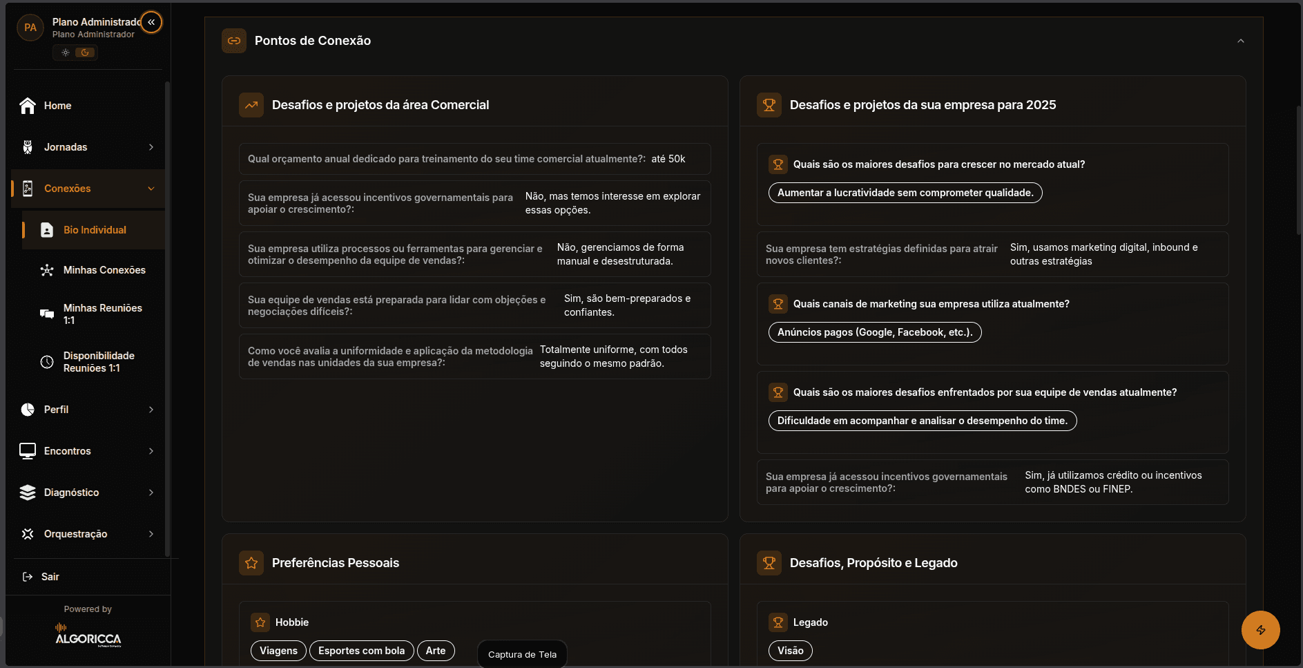 Pontos de conexão e networking entre membros